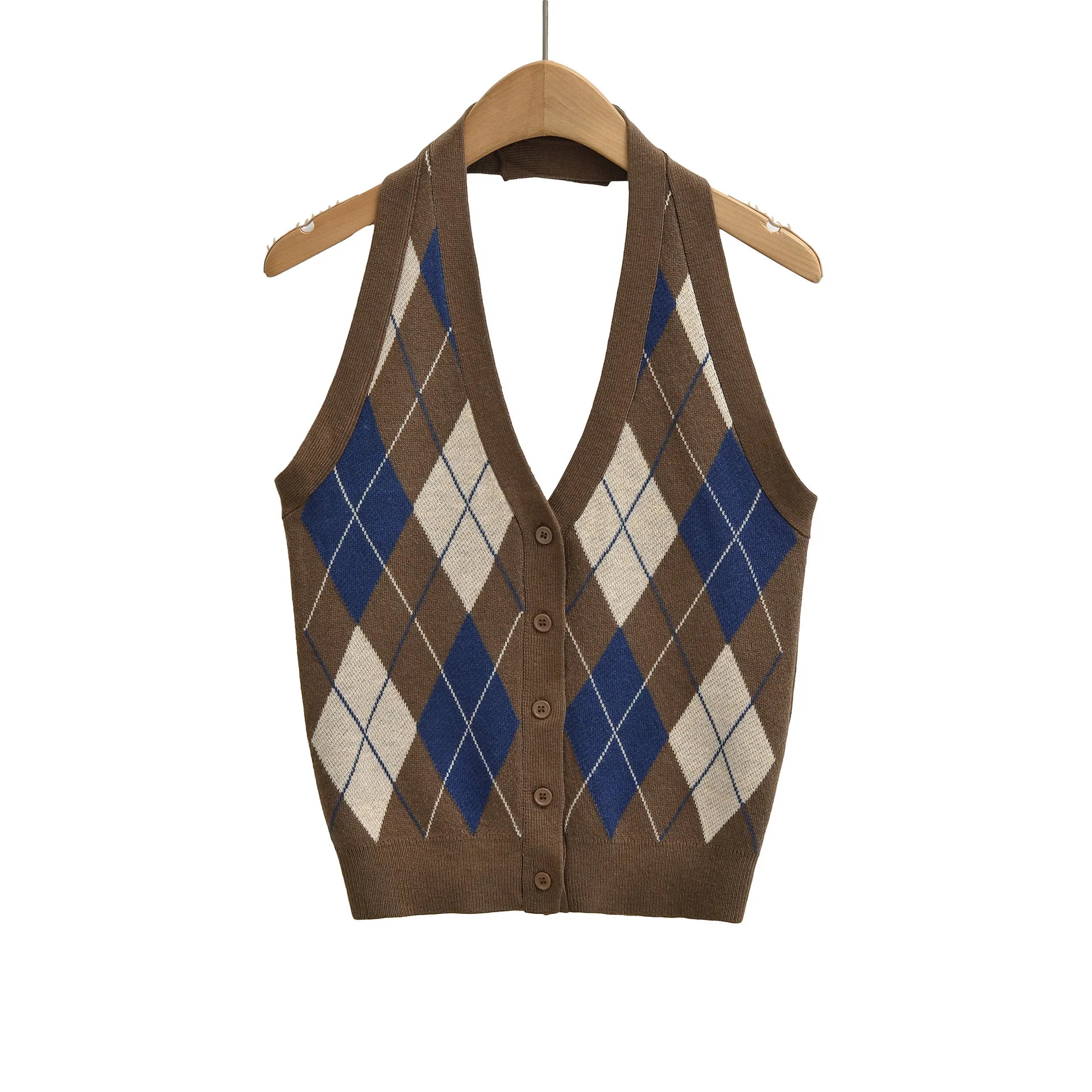 LIZAKOSHT  -  Women's Knit Vest Halter Backless V Neck Tank Top Slimming Color Block Vest Tops