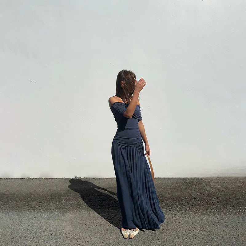 LIZAKOSHT  -  Women's Summer New One-Shoulder Elegant and Sexy Slim-Fit Pleated Bustier Dress