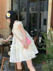 LIZAKOSHT  -  Retro Sweet First Love Two-wearing Suspender Dress for Women Loose Fluffy Princess