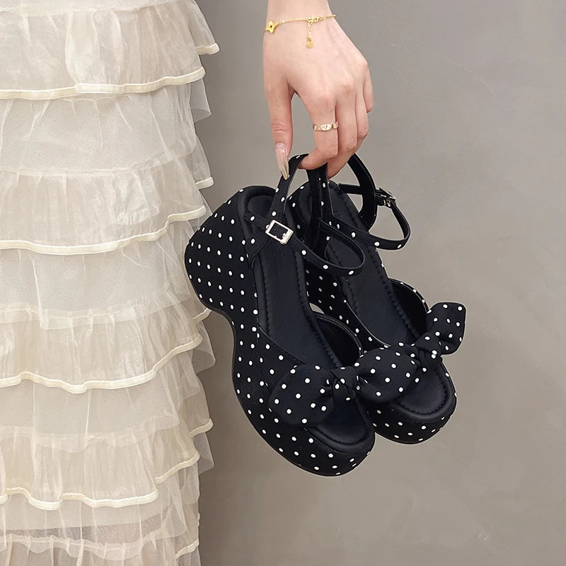 LIZAKOSHT  -  New Summer Women Floral Platform Thick Bottom Sandals Fashion Open Toe Party Dress Shoes Street Style Wedges Heels Sandalias