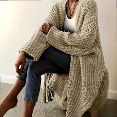LIZAKOSHT  -  Women Knitted Cardigan Long Cardigans Solid Color Open Front Sweaters Outerwear Spring Summer