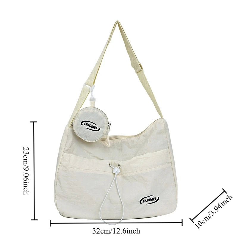 LIZAKOSHT  -  Japan Style Women Crossbody Bag New Casual Nylon Letter Composite Bag Simple Large Capacity Canvas Single Shoulder Tote Bag