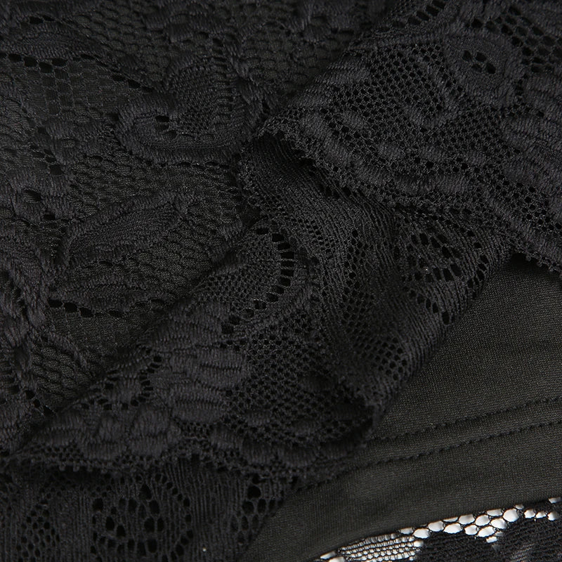 LIZAKOSHT  -  Sweetown Black Lace V-Neck Slim Fit Long Sleeve Women Blouses Sexy Hottie All-Match Chic Fashion Trendy Clothing
