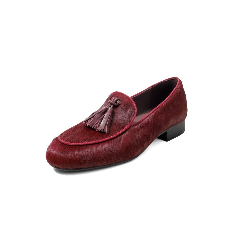 LIZAKOSHT  -  Fashion Casual Women's Shoes New High-Quality Horsehair Round Toe Low Heel Loafers Neutral Women's Shoes