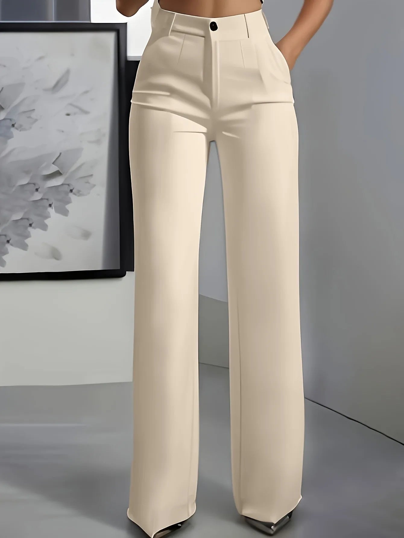LIZAKOSHT  -  High Waist Dress Pants for Women Flowy Straight Leg Trousers Business Casual Slimming Pants Spring Summer