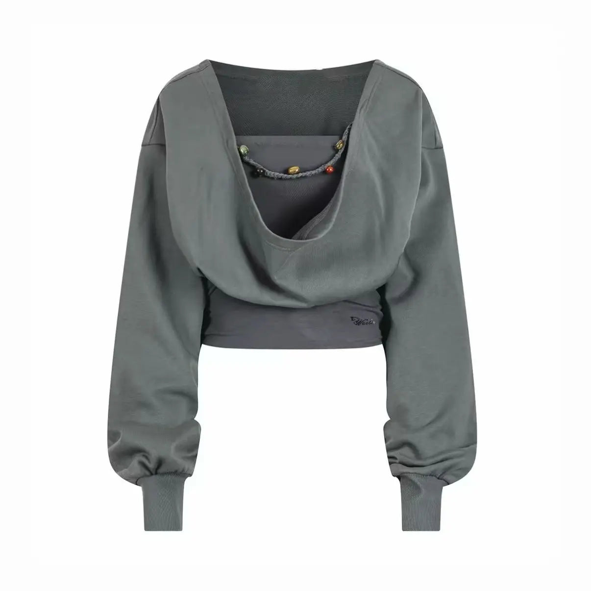 LIZAKOSHT  -  Fake Two Pieces Y2k Aesthetic Patchwork Hoodies Harajuku Women Grunge Loose Hoody Streetwear Irregular Vintage Sweatshirts