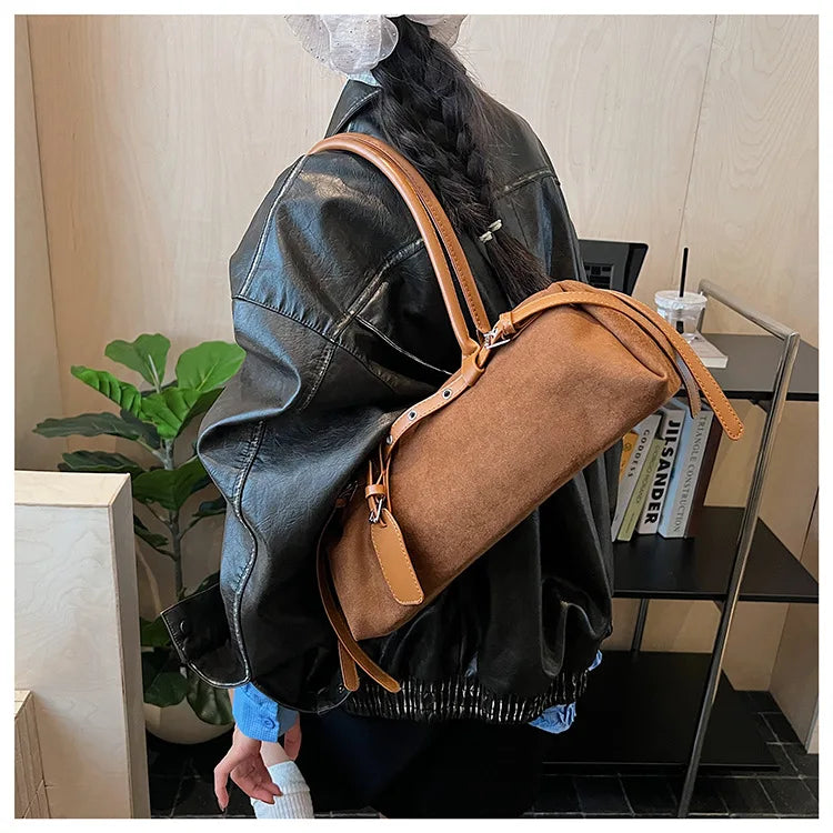 LIZAKOSHT  -  Vintage Faux Suede Shoulder Bag for Women Handbags tassel Female Armpit bag Designer ladies totes burgundy bolsa feminina