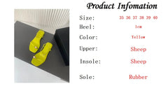 LIZAKOSHT  -  Fashion Ladies Slippers Blogger Yellow Ring Buckle Leather Flat Shoes Vacation Casual Sandals Women