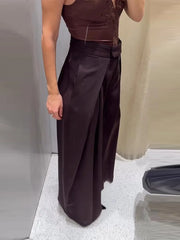 LIZAKOSHT  -  Women's Pants Woman Clothing Wide-Leg Trousers Y2k Pants Tracksuit Female Pinstripe Pleated Fashion High-Waist Casual Bottoms