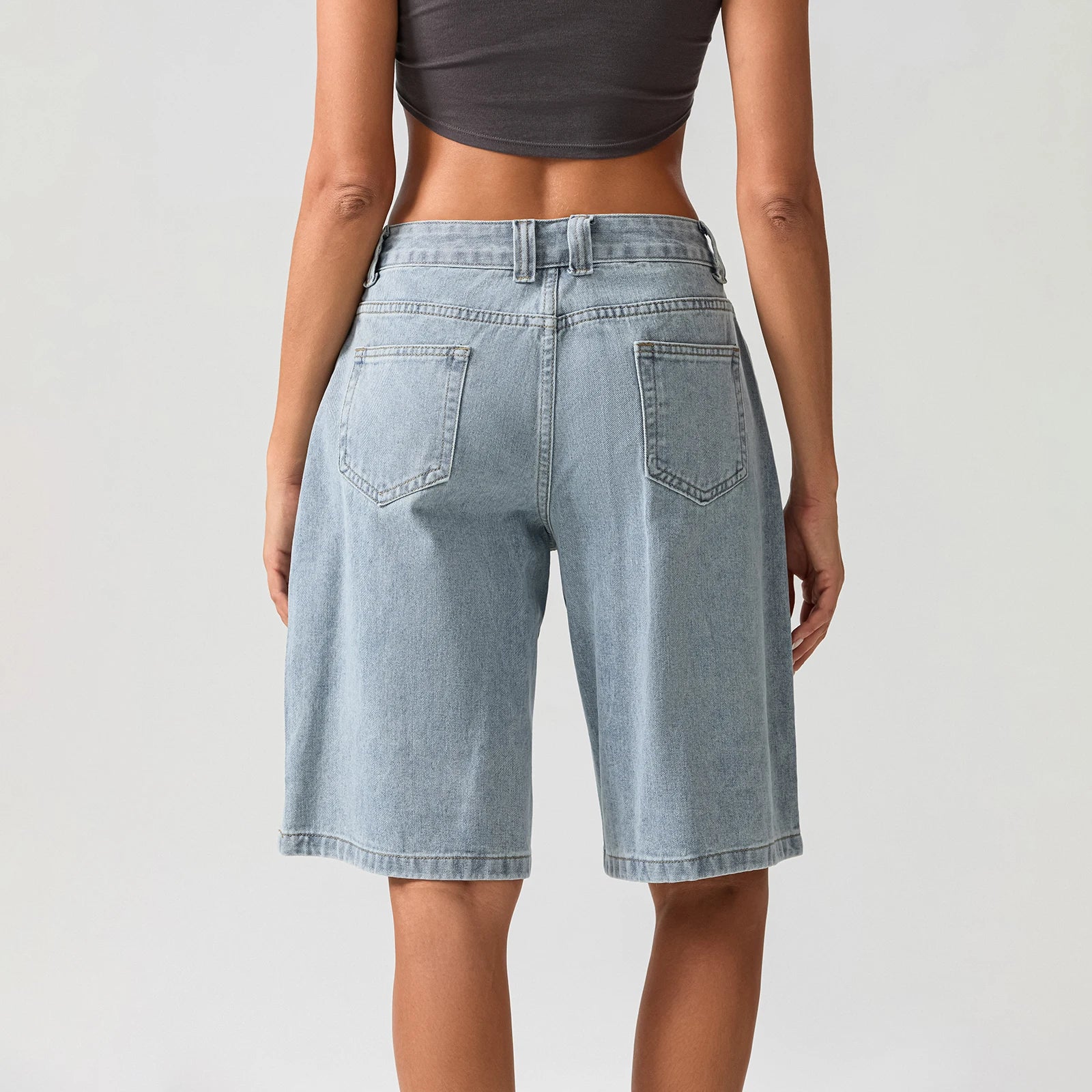 LIZAKOSHT  -  Women's Y2k Carpenter Jean Shorts Casual Hole Loose Fit Wide Leg High Rise Prewashed Denim Jorts Vintage Cow Girl Outfits