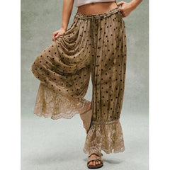 LIZAKOSHT  -  Women's Y2K Bloomer Pants Lace Trim Loose Fit Ruffle Bloomers Elastic Waist Cropped Pumpkin Pettipants Pajama Bottoms