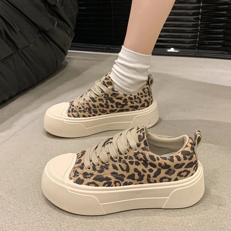 LIZAKOSHT  -  Summer Shoes Ladies Clogs Platform Autumn Wedge Basket Female Footwear Espadrilles For Women Creepers Fall Sports Leopard D