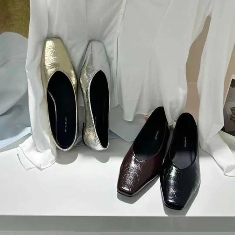 LIZAKOSHT  -  New Brand Women Flat Shoes Fashion Round Toe Shallow Slip On Ladies Mules Soft Flat Heel Dress Ballerinas Shoes Ballet Shoes