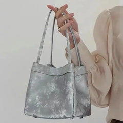 LIZAKOSHT  -  Aesthetic Silver Womens Handbag 2024 New Fashion Chinese Style Bucket Bags Small Advanced Vintage Female Crossbody Bag