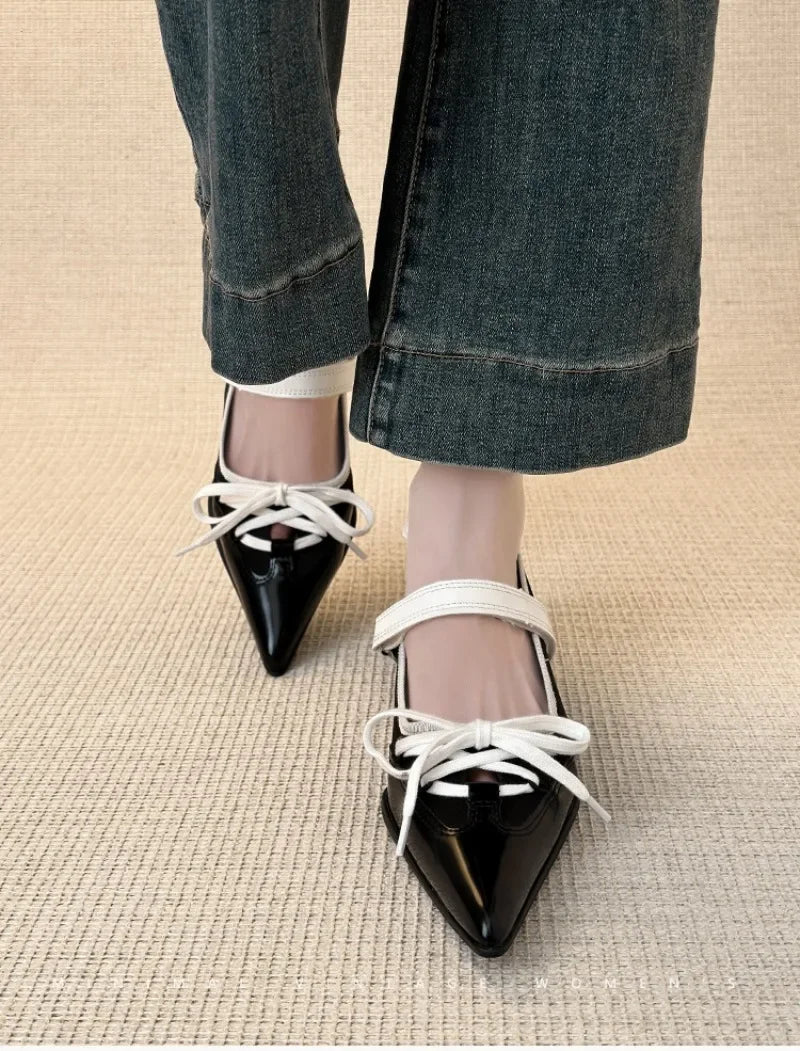LIZAKOSHT  -  Fashion Pointed Toe Butterfly Knot Strange Style Mary Jane Shoes Women Designer Sports Ballet Shoes Elegant Party Dress Pumps