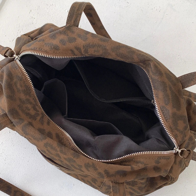 LIZAKOSHT  -  Wild Leopard Print Nylon Shoulder Bag Large Capacity Multipocket Tote Bag Trendy Women Casual Purse Guangzhou High Quality Bag
