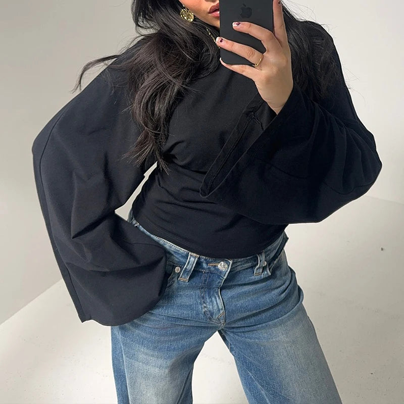 LIZAKOSHT  -  Autumn Casual Basic Solid Color Simple O Neck Long-sleeved T-shirts Casual Loose Fitting Pullover Tees for Womens