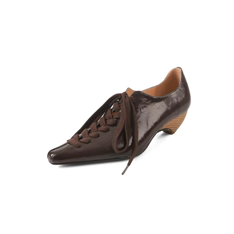 LIZAKOSHT  -  Fashion Pumps New High Quality Genuine Leather Shoes Cross Lace High Heels Commuter Women's Heels Women's Shoes
