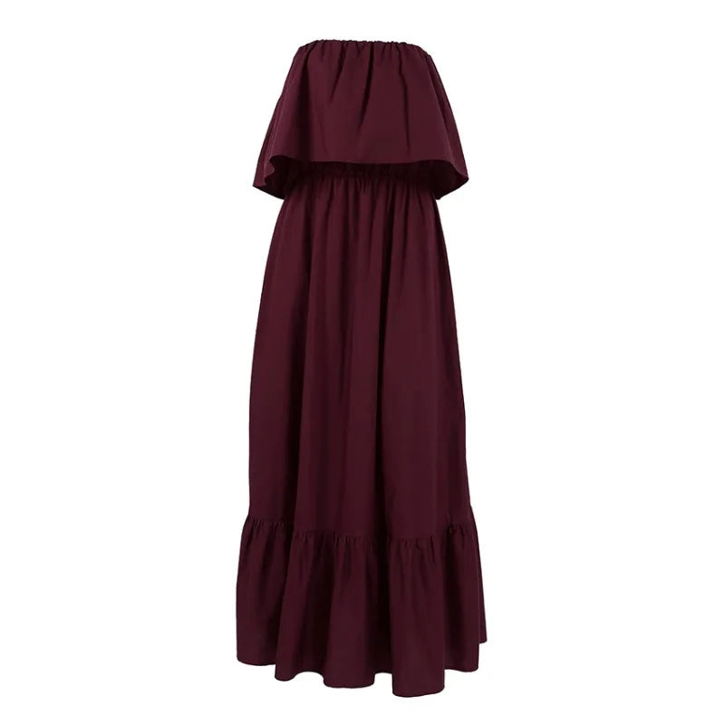 LIZAKOSHT  -  Spring and Summer New French Ruffle Edge Fashion Tube Top Temperament Dress Women's Commuter Elegant Long Dress
