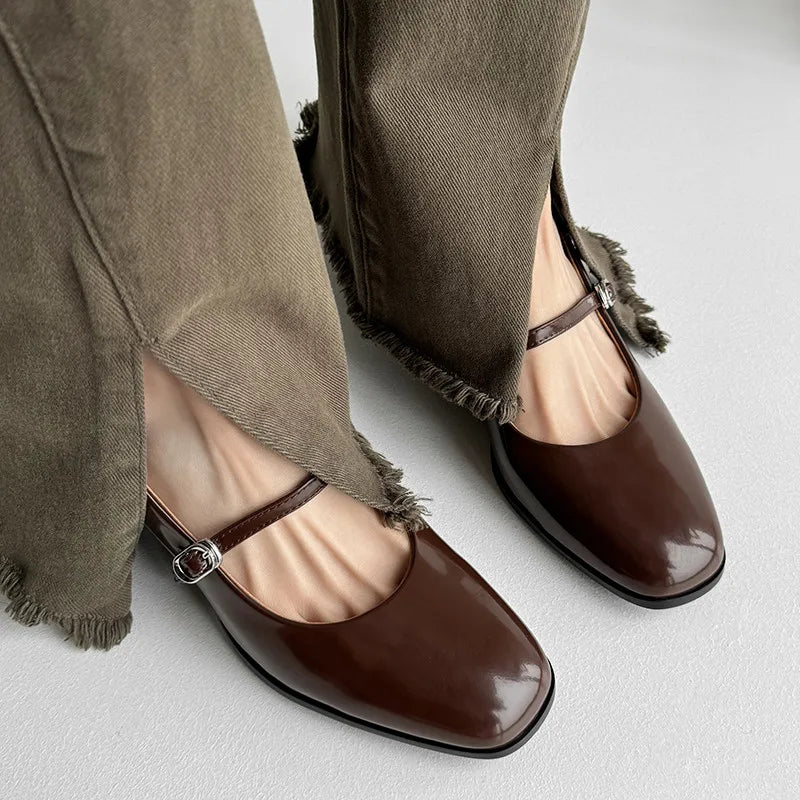 LIZAKOSHT  -  Fashion Pumps New High Quality True Leather Mary Jane Shoes Round Toe Shallow Mouth High Heels Modern Women's Shoes