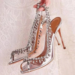 LIZAKOSHT  -  Shiny Crystal High Heels Sandals Women Summer PVC Transparent Fish Mouth Party Dress Shoes Fashion Luxury Designer Sandals Women