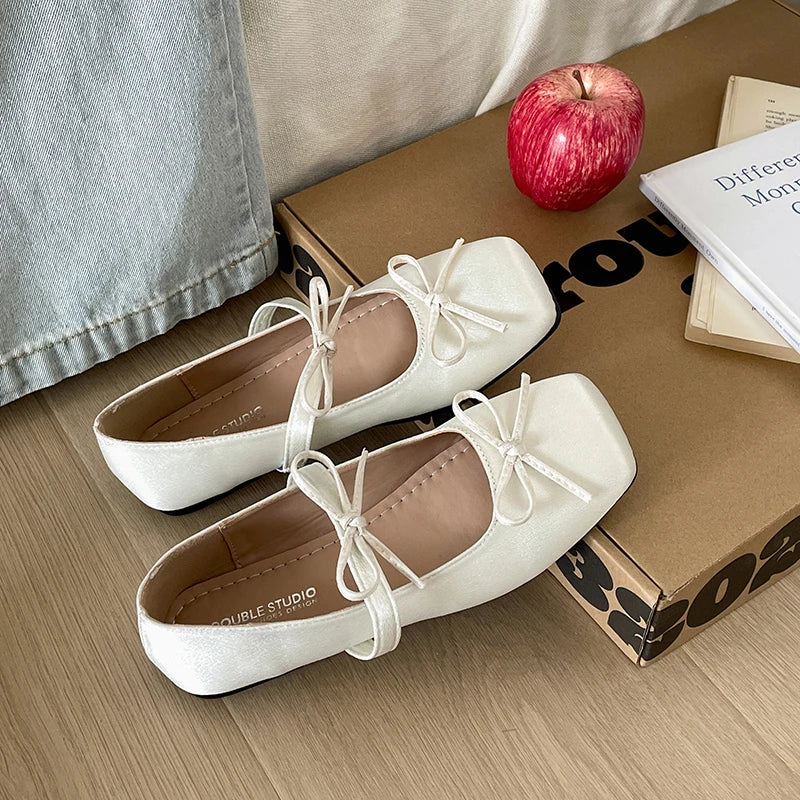 LIZAKOSHT  -  Spring Butterfly-knot Women Mary Jane Shoes Comfort Soft Sole Flats Ladies Casual Dress Ballerina Footwear