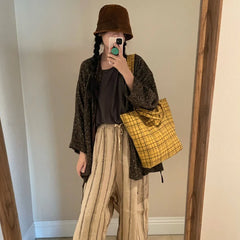 LIZAKOSHT  -  College Students Tote Bags Vintage Contrast Color Plaid Handbags New Streetwear Women Casual Shoulder Underarm Bag Y2k Aesthetic