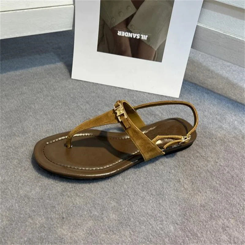 LIZAKOSHT  -  Women's Slippers Summer Sandals New Genuine Leather Flat Women's Shoes Light Slippers Women's Outerwear Casual Flip Flops