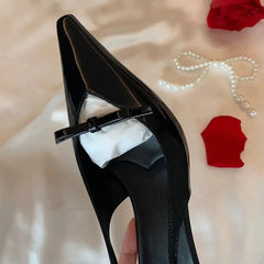 LIZAKOSHT  -   Women Nude Pink Leather Pointed Toe Thin Heel Sandals Summer Delicate Butterfly Knot Fairy Style Comfortable Wedding Dress Shoes