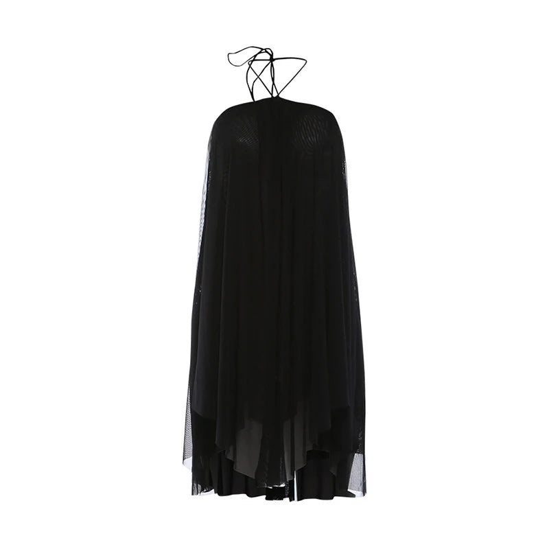 LIZAKOSHT  -  Vacation Birthday Party Hottie Halter Flowing Dresses For Women Sexy Cute Sleeveless Backless Lacing Pleated Short Vestidos