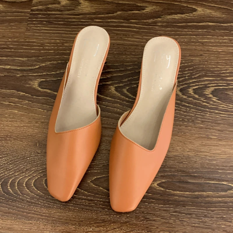 LIZAKOSHT  -  Elegant Square Heel Designer Slippers Women Comfortable Square Toe Slide Sandals Fashion Party Backless Dress Shoes for Ladies