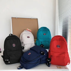 LIZAKOSHT  -  New Unisex Large Capacity Student Backpack Korean Solid Color Boys Girls Book Pack Nylon Waterproof Travel Bag Schoolbag