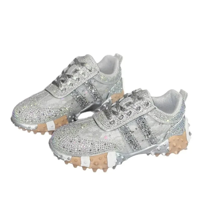 LIZAKOSHT  -  Breathable Casual Sporty Women's Single Shoes Spring Autumn Thick Bottom Leisure Sports Water Diamond Mesh Shoes Dad Sneakers