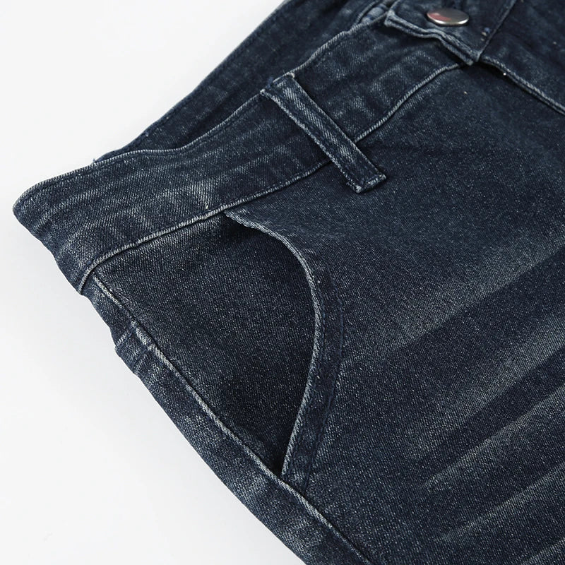 LIZAKOSHT  -  Vintage Slim Flare Ripped Jeans Y2K Skinny Low-Waisted Denim Pants Women Autumn Winter Fashion Streetwear Ladies