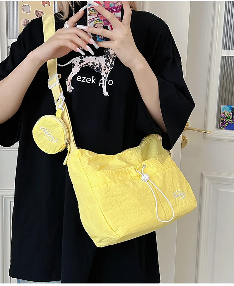 LIZAKOSHT  -  Japan Style Women Crossbody Bag New Casual Nylon Letter Composite Bag Simple Large Capacity Canvas Single Shoulder Tote Bag
