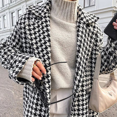 LIZAKOSHT  -  Classic Houndstooth Women's Blazer Luxury Custom Double Breasted Notch Lapel Jacket Elegant Female Clothing Outerwear