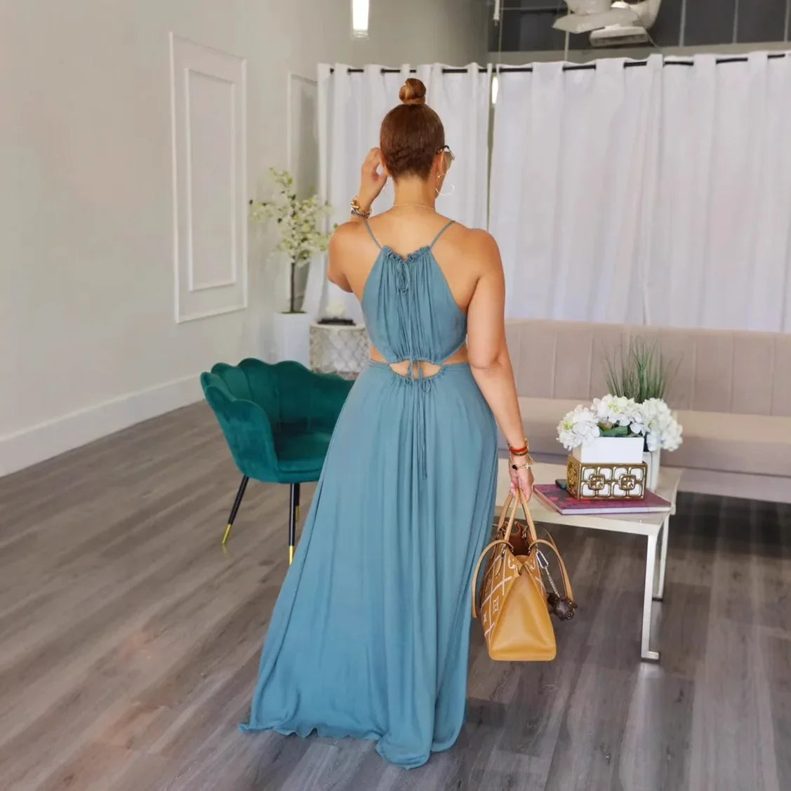 LIZAKOSHT  -  Long Dress Women Dresses Sexy Sling Sleeveless A Line Vestidos Streetwear Backless Elegant Beach Y2k Streetwear Hollow Out