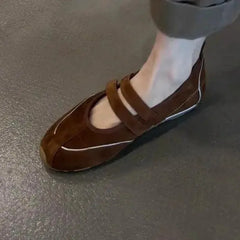 LIZAKOSHT  -  Soft Bot Ballet Flats Leather Version Mary Janes Slip-On Shoes Casual Wear Comfortable Leather Shoes for Women