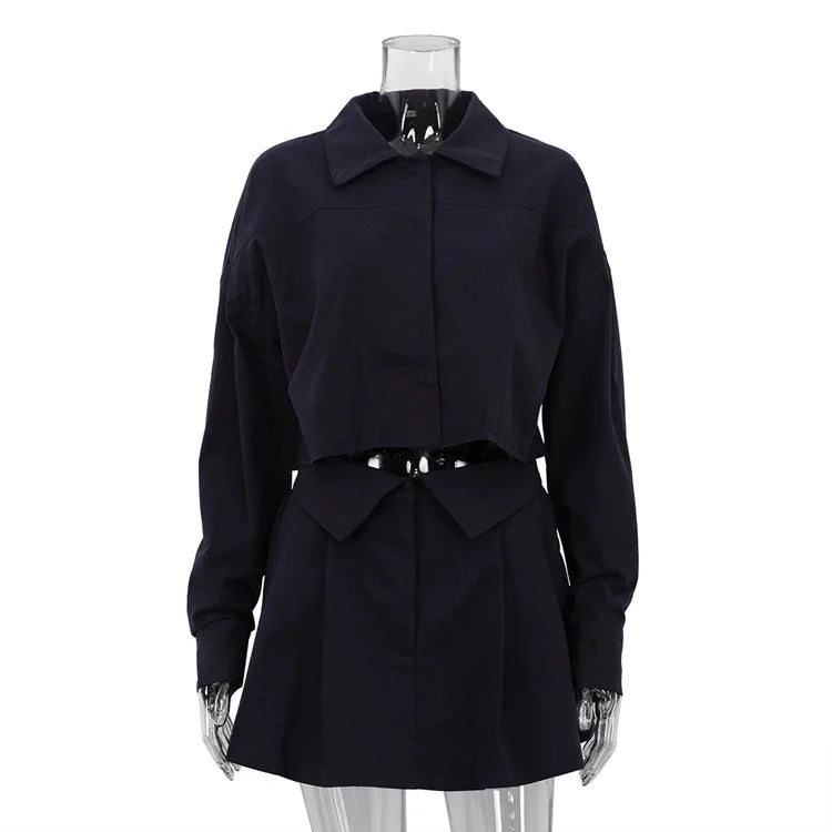 LIZAKOSHT  -  Long-sleeved Short Shirt Dress Summer Women's Two-piece Fashion Design Women's Wear