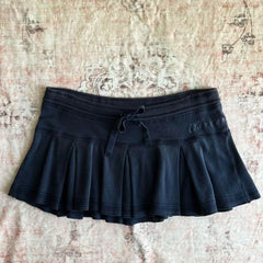 LIZAKOSHT  -  American Fashion High Street Thin Casual Skirts Y2k Aesthetic Lace Up Waist Letter Print Pleated Jupe Harajuku All Match Skirts