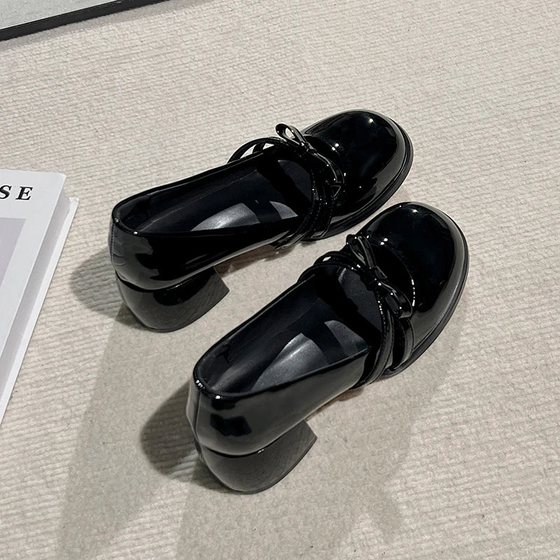 LIZAKOSHT  -  Vintage Slip On Thick Heel Women Mary Jane Shoes Fashion Butterfly-knot Dress Pumps Spring Autumn Concise Zapatos De Mujer