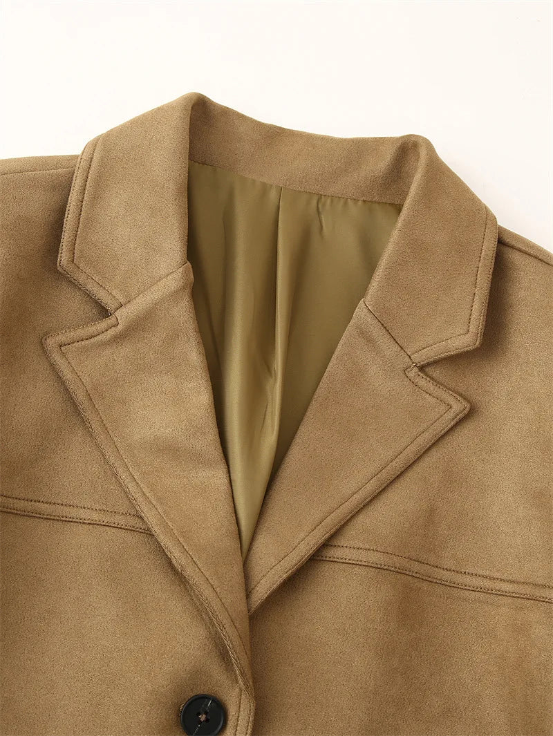 LIZAKOSHT  -  Women Spring Vintage Jacket Coat Fashion Women Turn Down Collar Jacket Femme Streetwear Tops Clothes