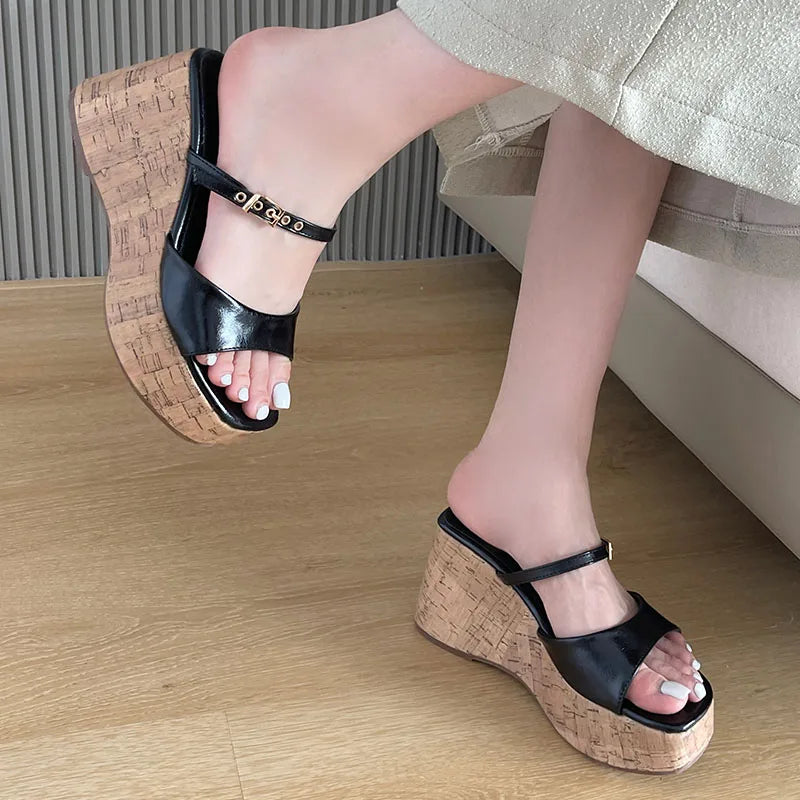 LIZAKOSHT  -  Summer Outdoor Fashion Brand Peep Toe Platform Slippers High Quality Sandals Women Wedges Heels Ladies Leisure Shoes New