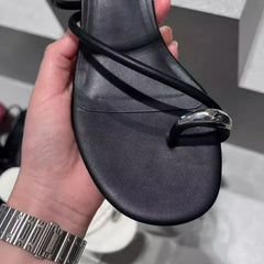 LIZAKOSHT  -  metal buckle clip toe women sandals high heels summer party shoes for woman narrow band gladiator sandalias mujer big size 43