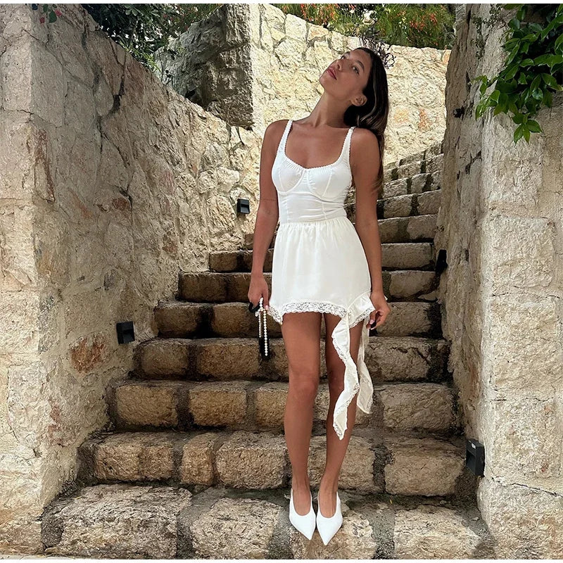 LIZAKOSHT  -  Fashion Satin Slim Corset Women's Bodysuit Solid Sleeveless Backless One Piece Romper 2025 Summer Lady New in Party Clubwear