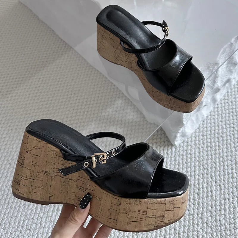LIZAKOSHT  -  Summer Outdoor Fashion Brand Peep Toe Platform Slippers High Quality Sandals Women Wedges Heels Ladies Leisure Shoes New