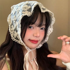 LIZAKOSHT  -  Turban Triangle Bandana Cute Hair Band Countryside Style Lace Hair Scarf Wraps Hair Accessories Triangle Scarf Travel