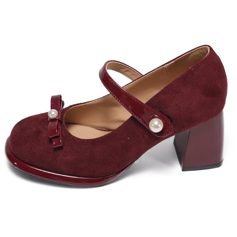 LIZAKOSHT  -  Designer Square Toe Women Lolita Mary Jane Shoes New Spring Ladies Elegant Butterfly-knot Thick Heel Wedding Party Pumps