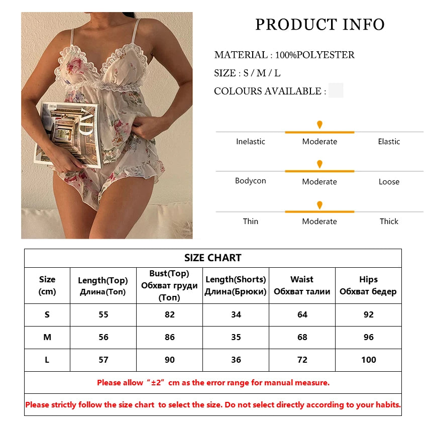 LIZAKOSHT  -  Printing Female Sleepwear Suit Spaghetti Strap Nightie Tank Top Pajamas Crop Top Nightgowns Shorts Women Home Clothes