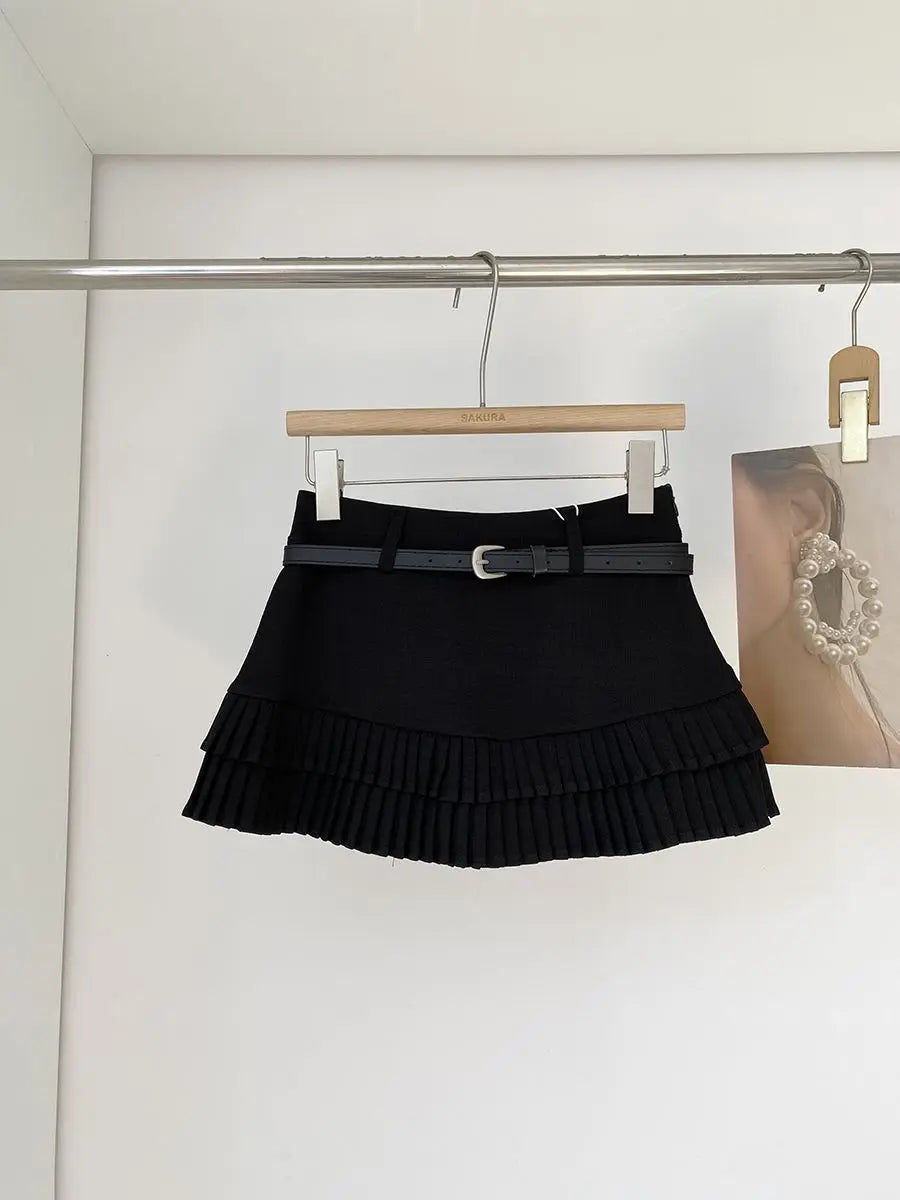 LIZAKOSHT  -  Ladies' Mini Skirt Casual White Body-hugging Patchwork Pleated Skirt Sexy Summer A-line Mini Skirt
